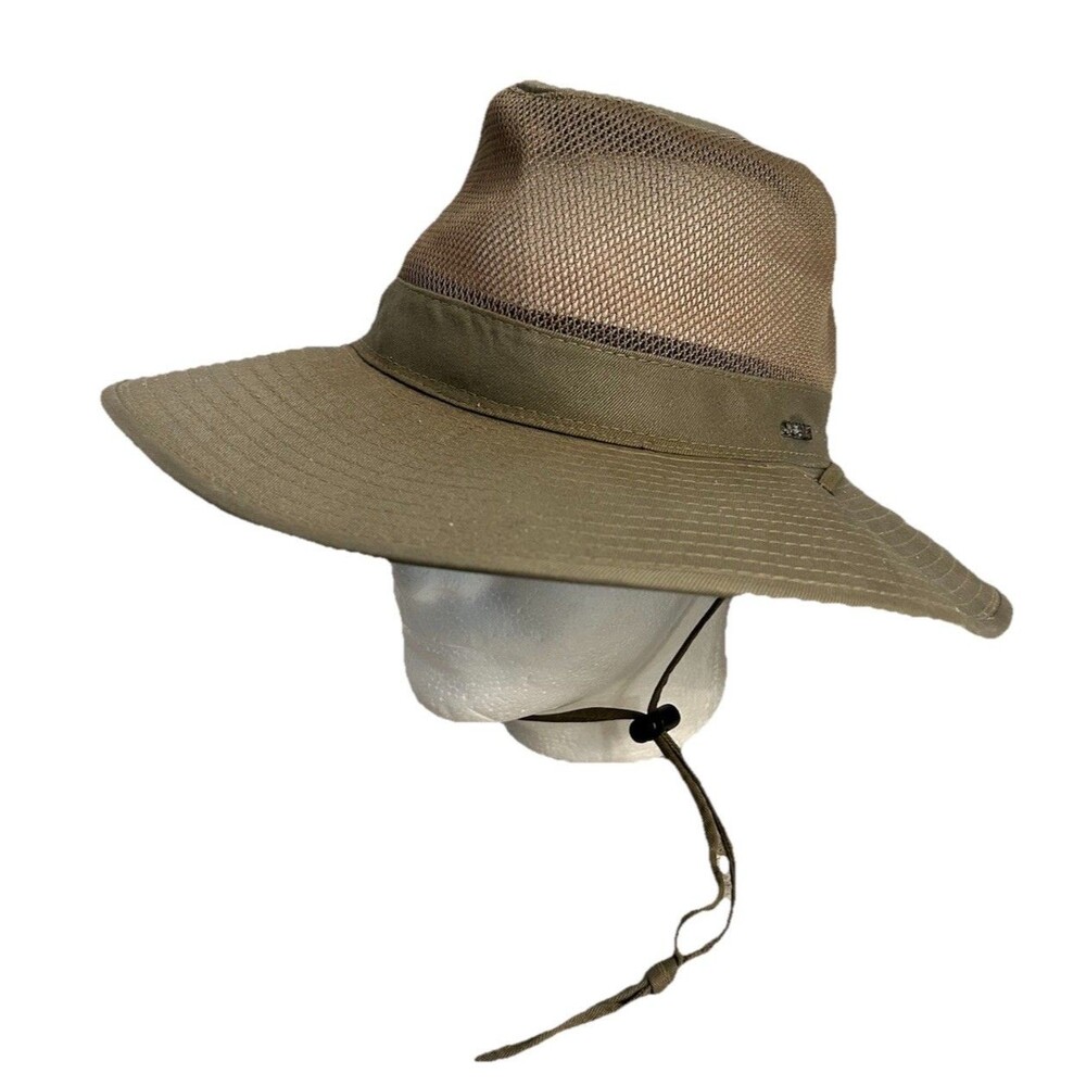 SCALA Khaki Green Solarweave Mesh Safari Hat with Chin Cord Size Large